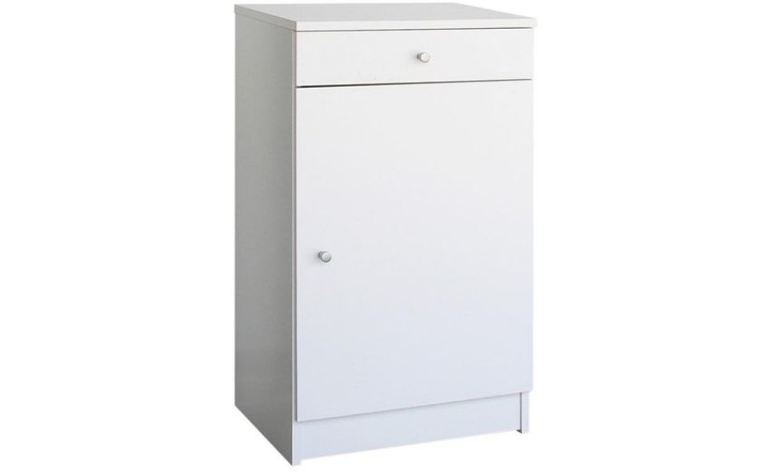 Space mobiletto bianco 1 anta e 1 cassetto- -Bianco-Pannello-80 cmx46 cm