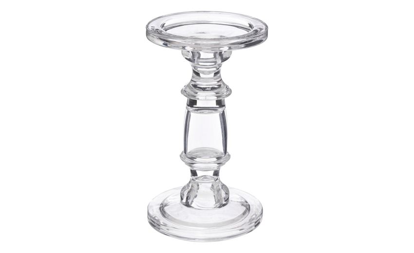Candeliere in vetro trasparente h19 cm--Trasparente-Vetro Candeliere in vetro trasparente h19 cm--Trasparente-Vetro
