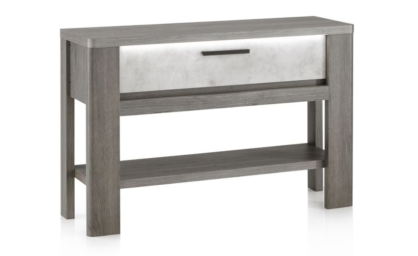 Tallin consolle legno scuro e pietra naturale-1 cassetto