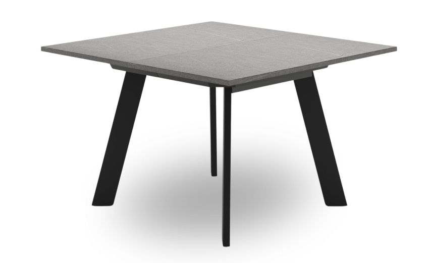 Tirana tavolo allungabile in marmo grigio-Piano in melaminico e gambe in metallo verniciato-Grigio-Melaminico-76 cmx180 cm