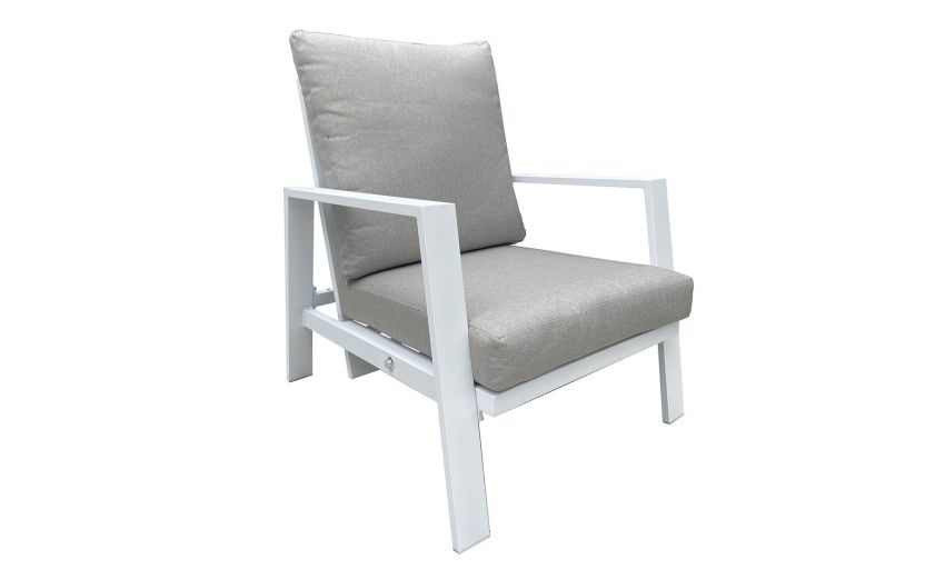 Taormina poltrona in alluminio color bianco-Reclinabile-Bianco-Alluminio-83 cmx73 cm