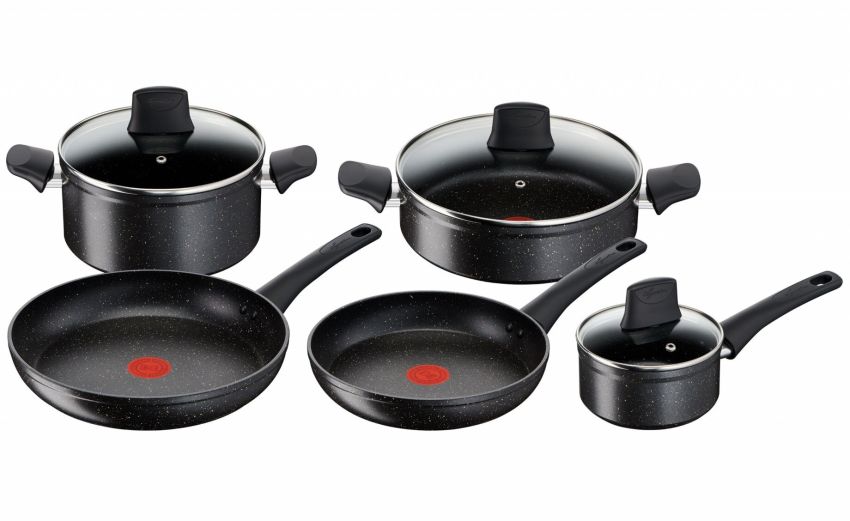 Batteria pentole 8 pezzi in alluminio nero- -Nero-Alluminio Batteria pentole 8 pezzi in alluminio nero- -Nero-Alluminio
