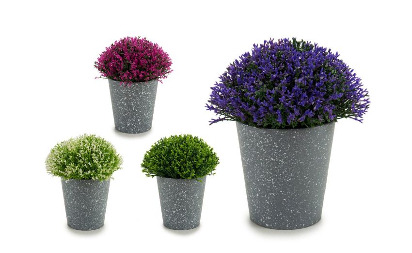 Fiori colorati in vaso H15 cm---Plastica
