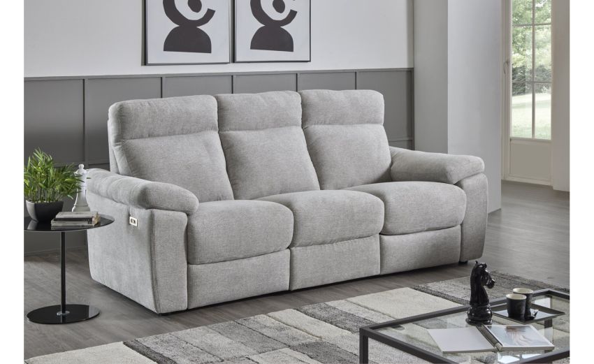 Baltimora divano con relax elettrico in tessuto sabbia -3 posti&#43;2 relax-Sabbia-Tessuto-97 cmx207 cm