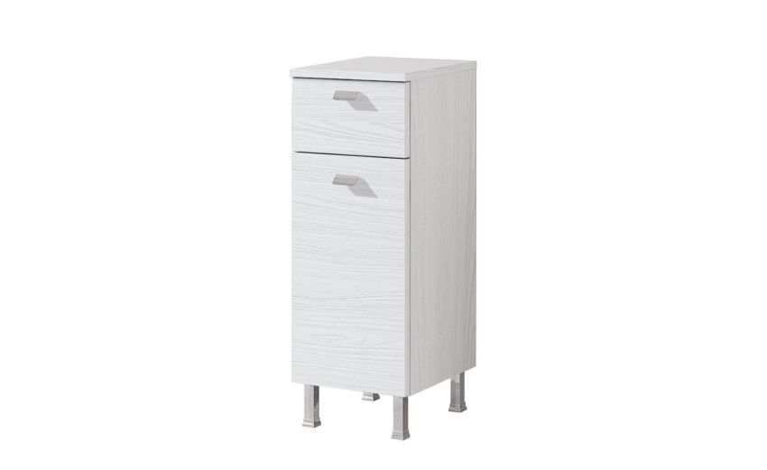 Ever base laterale  rovere bianco -1 anta e 1 cassetto-Legno bianco-Pannello-82 cmx30 cm