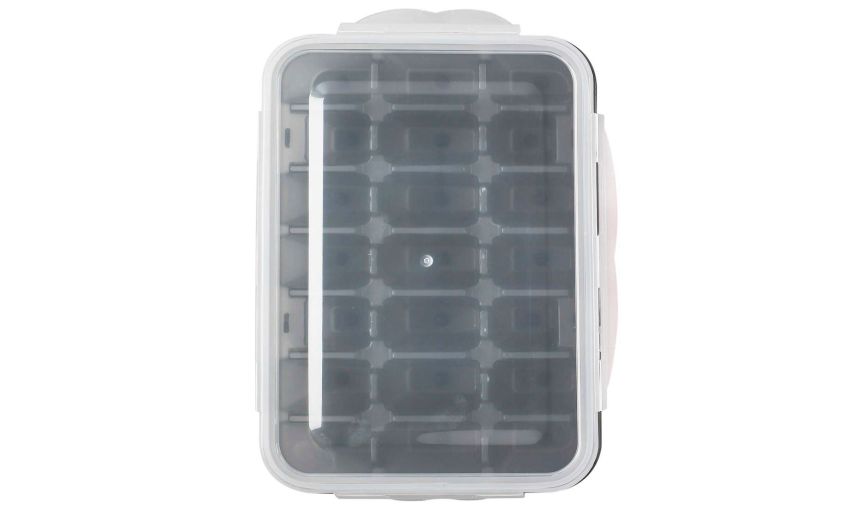Vaschetta ghiaccio con 20 scomparti e coperchio--Trasparente-Plastica