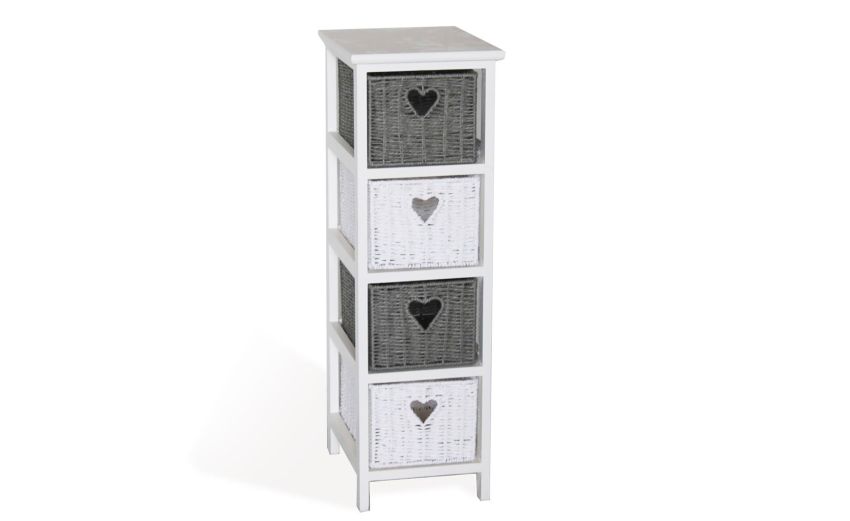 Cuore cassettiera 4 cassetti in legno bianco--Bianco-Legno-81 cmx26 cm Cuore cassettiera 4 cassetti in legno bianco--Bianco-Legno-81 cmx26 cm