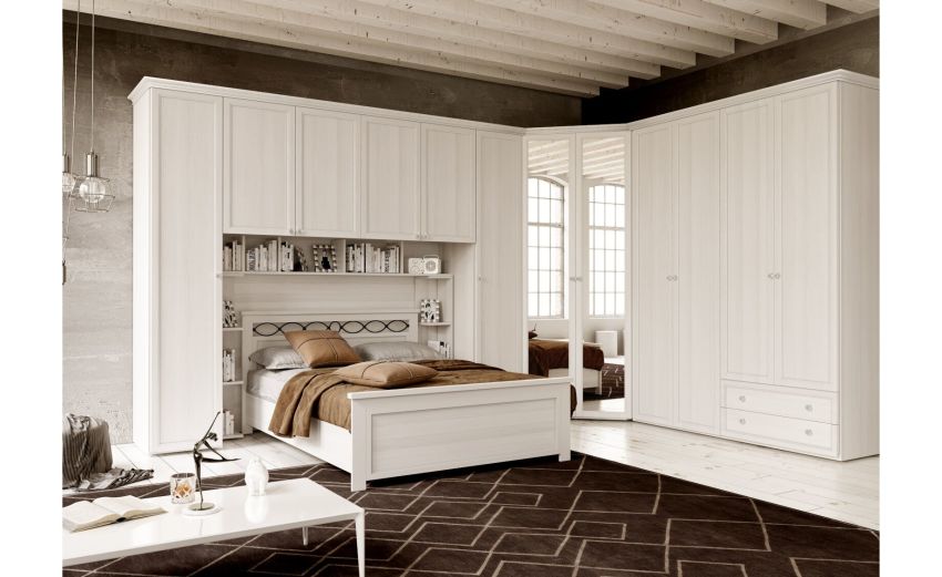 Lucrezia letto matrimoniale bianco frassino-In pannello ecologico certificato-Legno scuro-Pannello ecologico-Matrimoniale