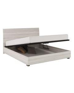 Mia letto con contenitore frassino ghiaccio-In pannello nobilitato-Grigio chiaro-Nobilitato-80 cmx172 cm