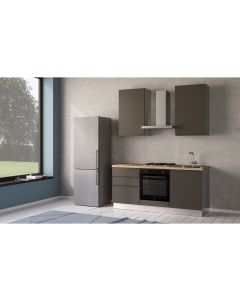 Iris cucina 180 cm colore grigio scuro -2 elettrodomestici, Piano Cottura a GAS-Grigio-Melaminico-240 cmx180 cm