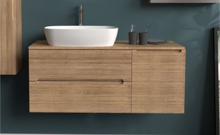 Beauty base bagno con 2 cassetti e 1 anta--Legno naturale-Pannello melaminico-50 cmx120 cm