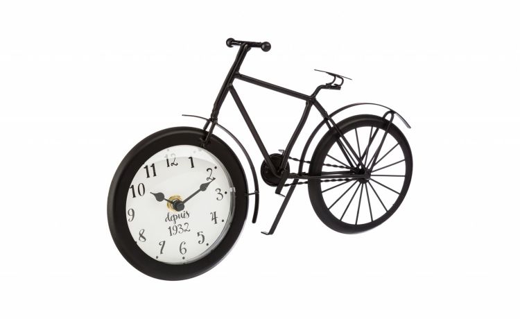 Bike orologio d&#039;appoggio metallo nero 28x18 cm- -Nero-Metallo-18 cmx28