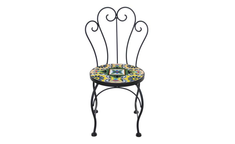 Ginger sedia portavaso in ferro con mosaico h50 cm--Multicolore-Ferro-50 cmx23 cm