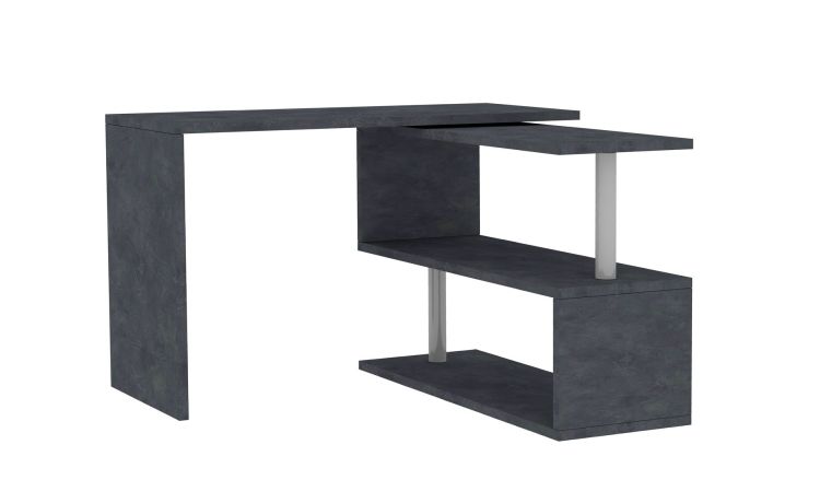 Opera scrivania girevole colore grigio-Misure L 120(177) x P 50 x H 75 cm-Grigio-Melaminico-75 cmx120 cm