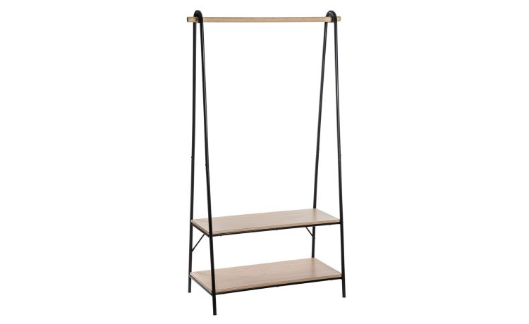 Body stender in legno e metallo 2 ripiani H165 cm- -Legno naturale-Metallo-165 cmx95