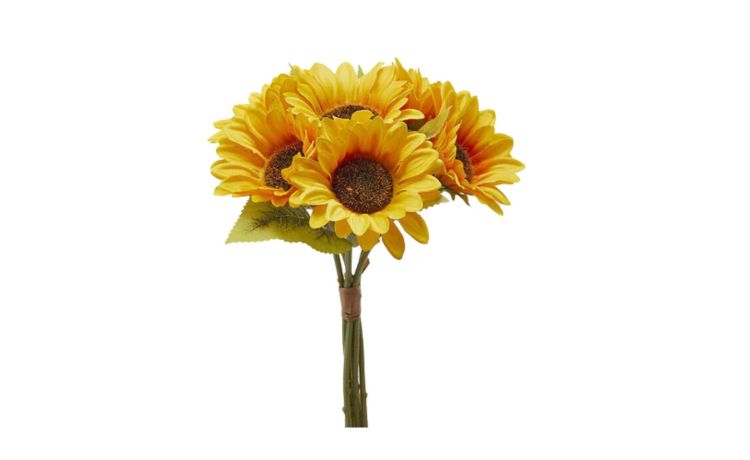 Mazzo di 6 girasoli giallo con foglie h35--Giallo-Plastica
