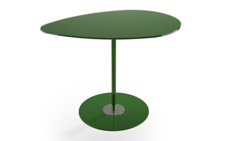 Glass tavolino Dallia a goccia verde h52 cm--Verde-Metallo-52 cmx40 cm