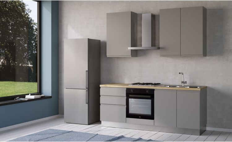 Iris cucina 210 cm colore grigio chiaro -2 elettrodomestici--Melaminico