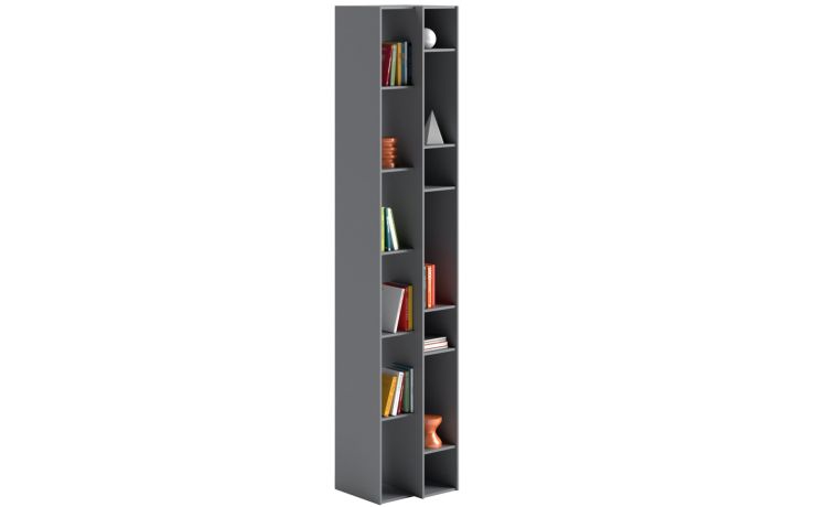 New York libreria componibile piombo laccato opaco-13 vani-Grigio-Pannello-227 cmx43