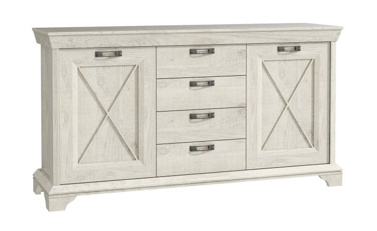 Nizza madia in laminato bianco 2 ante 4 cassetti--Legno bianco-Laminato-96