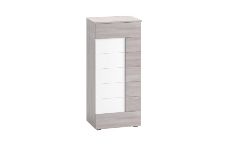 Ilenia settimino 7 cassetti olmo e bianco-In pannello ecologico certificato-Legno naturale-Pannello ecologico-128 cmx55