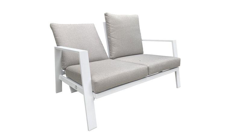 Taormina divano 2 posti color bianco-Reclinabile-Bianco-Alluminio-83 cmx133 cm