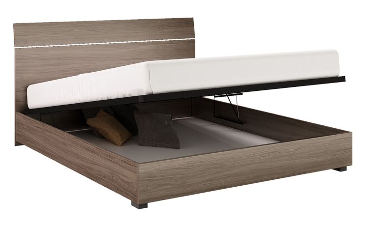 Mia letto con contenitore noce biondo-In pannello nobilitato-Legno scuro-Nobilitato-80 cmx172 cm