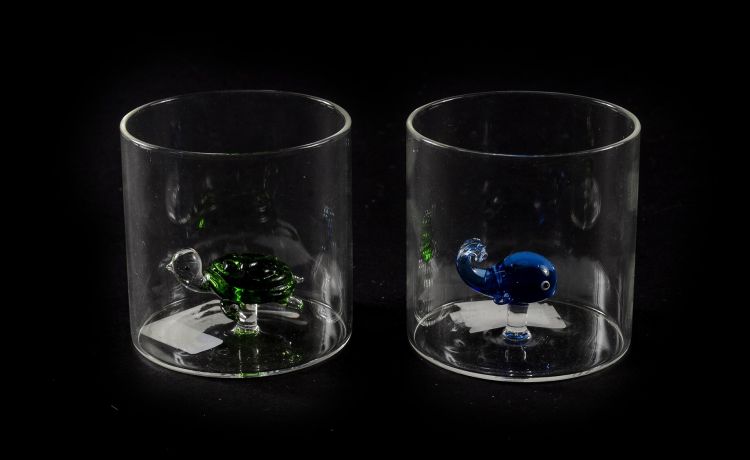Bicchiere d'acqua in vetro con decori animali assortiti-Con scatola regalo-Trasparente-Vetro