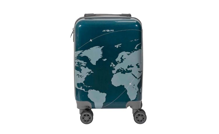 Trolley cabin size blu con disegni 21x45x30 cm--Blu-Plastica-21 cmx45 cm