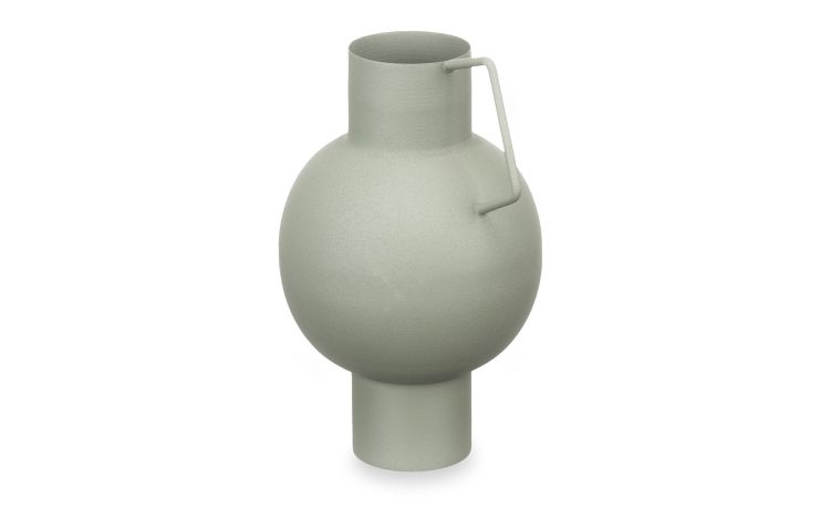 Vaso in metallo bombato verde h23 cm--Verde-Metallo