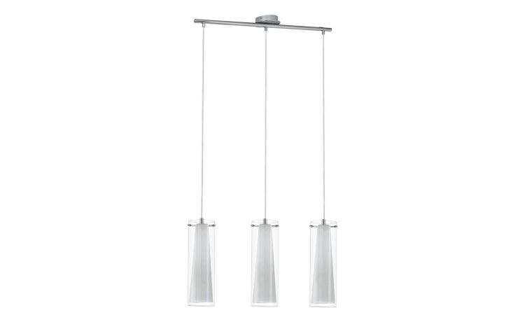 Pinto sospensione 3 luci in vetro - -Bianco-Vetro-110 cmx72