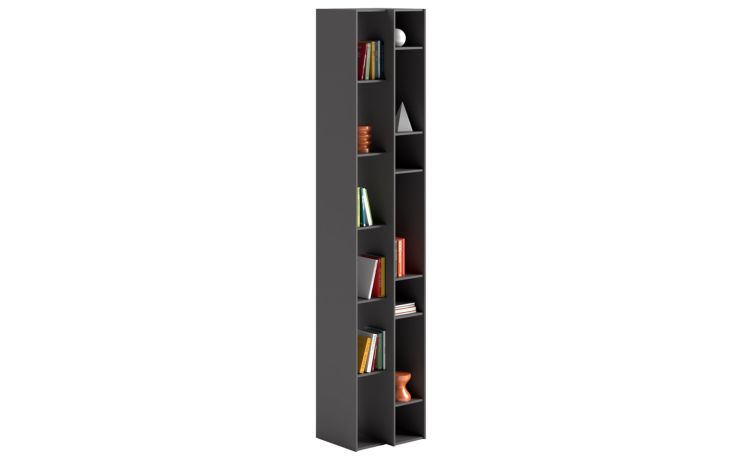 New York libreria componibile grigio scuro laccato opaco-13 vani-Grigio-Pannello-227 cmx43