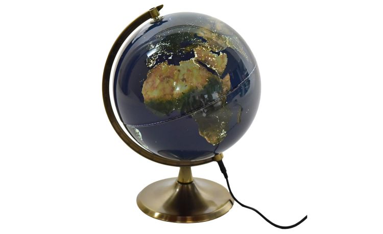 Mappamondo con luce Led nero--Nero-Ferro-29 cmx20 cm