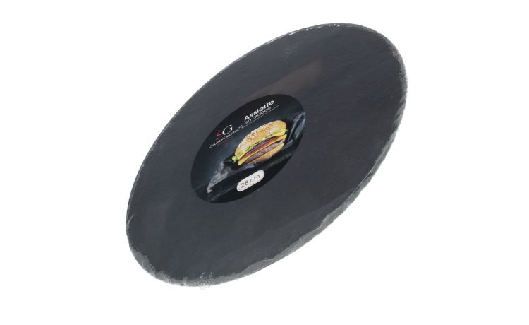Vassoio in ardesia Ø32 cm- -Nero-Ardesia