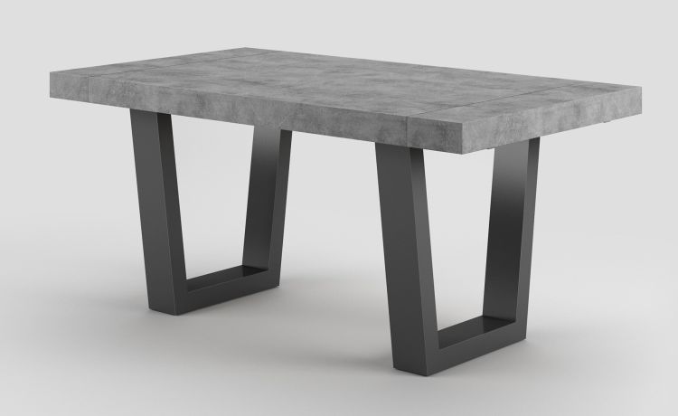 Dual tavolo in pannello nobilitato colore cemento scuro L140/220 cm-Le braccia di allungamento in legno di faggio-Grigio scuro-Nobilitato-76 cmx140 cm