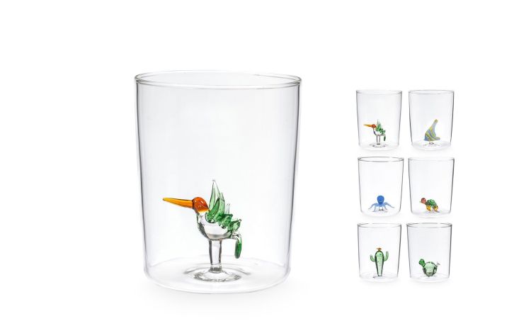 Miniatura bicchiere con figure in vetro 550 ml - -Trasparente-Vetro