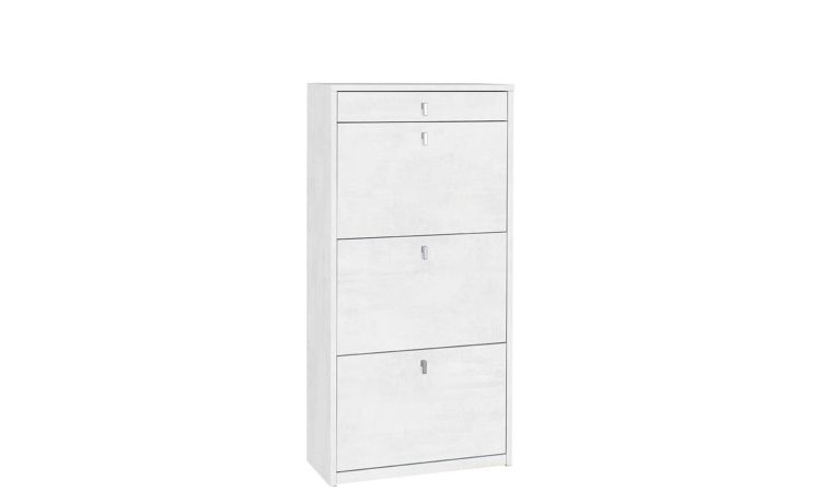 Prince scarpiera bianco ossidato 3 ante e 1 cassetto-Contiene fino a 18 paia di scarpe-Bianco-Pannello-127 cmx62 cm