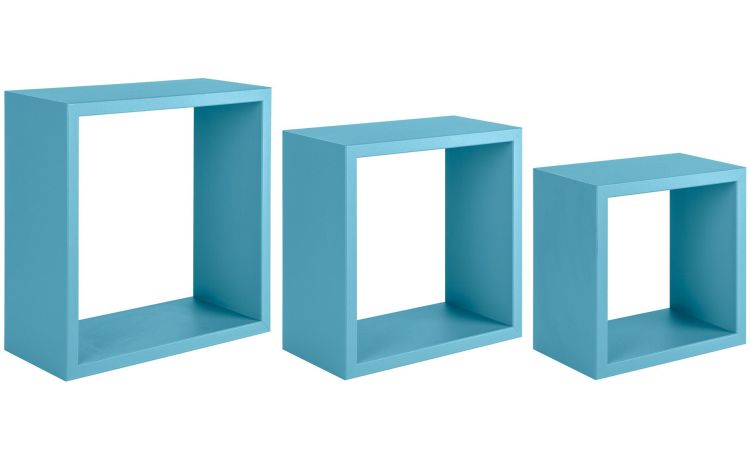 Square set 3 mensole in mdf azzurro - -Blu-Mdf