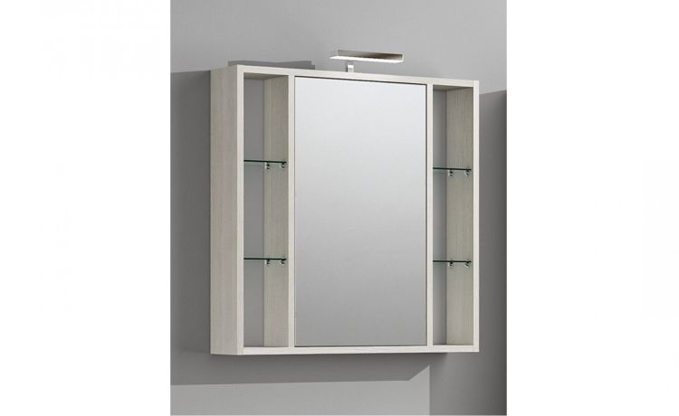 Glass specchiera contenitore-1 anta a specchio -Legno chiaro-Melaminico-75 cmx74 cm