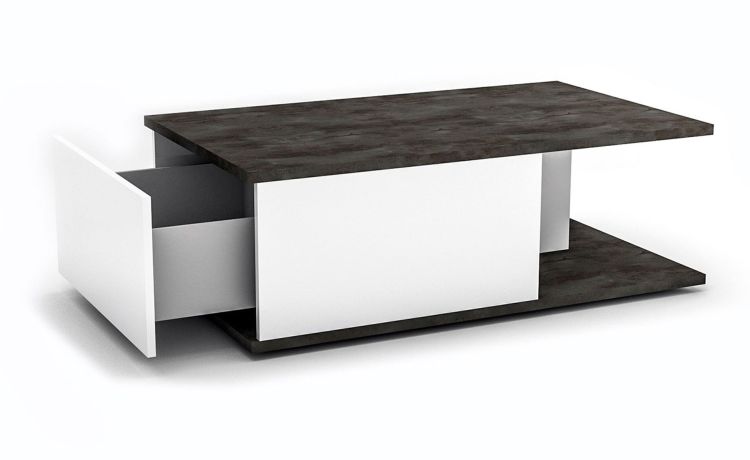 Tokyo tavolino colore grigio e bianco lucido--Pietra scura-Pannello-42 cmx120 cm