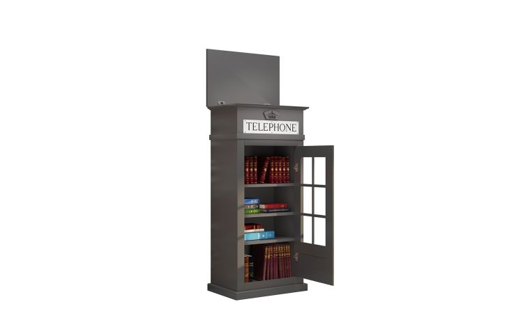 Street cabina libreria grigia con 1 anta battente in vetro-In pannello