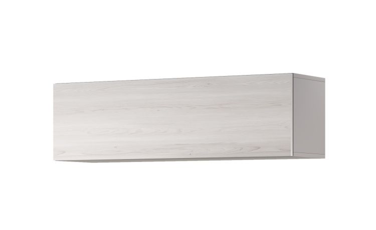 Gilda pensile 1 anta a vasistas frassino ghiaccio L120 cm-Struttura colore grigio chiaro-Legno bianco-Pannello-36 cmx120 cm