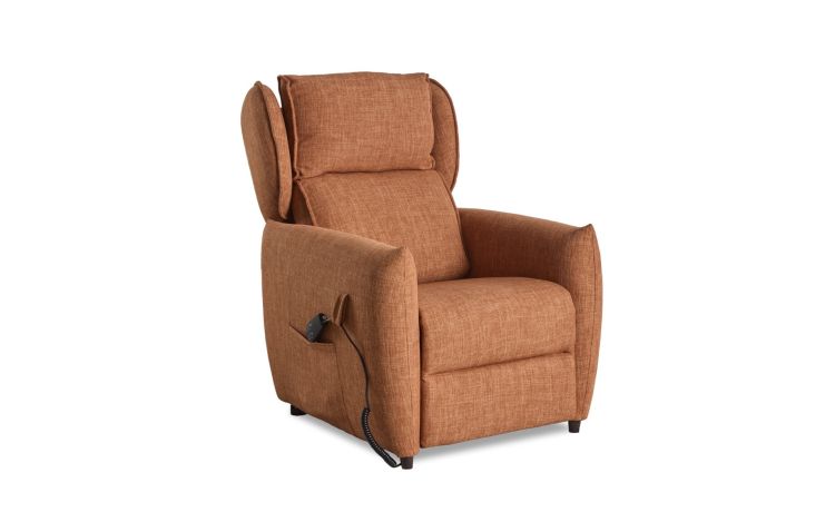 Clara poltrona relax elettrica in tessuto arancio-2 motori e roller system-Arancione-Tessuto-110 cmx79 cm