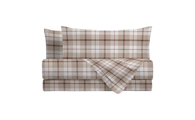 Chardonnay completo letto ruggine tartan singolo--Multicolore-100% Cotone-Singolo