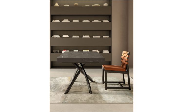 Bridge tavolo allungabile grafite/marmo nero--Nero-Nobilitato-75 cmx160 cm