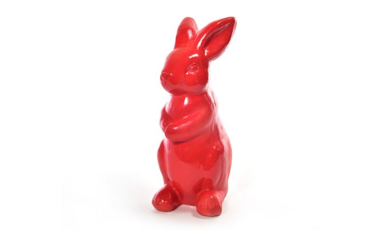 Bunny coniglio in resina rosso h40 cm--Rosso-Resina