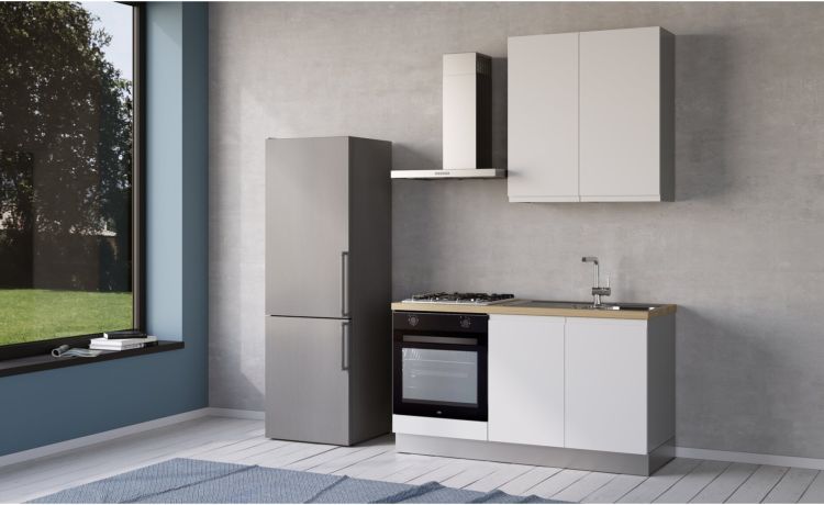 Iris cucina 150 cm colore bianco opaco con forno-2 elettrodomestici--Melaminico
