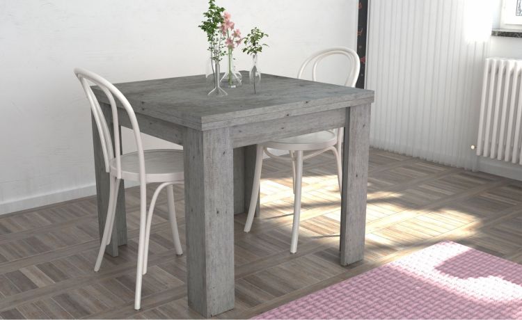 Jesi tavolo quadrato allungabile cemento--Cemento-Laminato-75 cmx90 cm