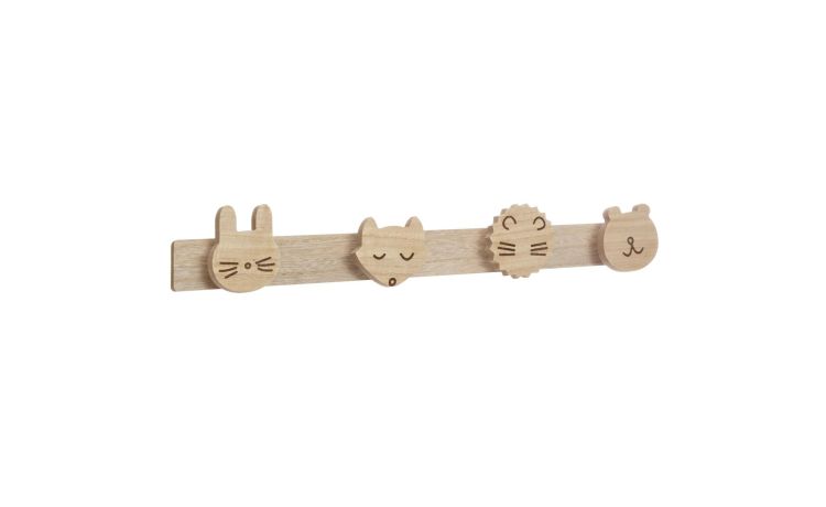 Wild appendiabiti per cameretta 4 ganci- -Legno naturale-Mdf-8