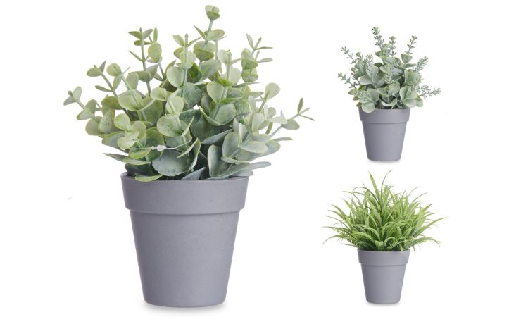 Pianta verde in vaso h18 cm--Verde-Plastica